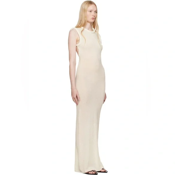 NEW Aya Muse Aura Ivory Cream Silk Wool Cashmere Sleeveless Dress Large - Picture 13 of 15